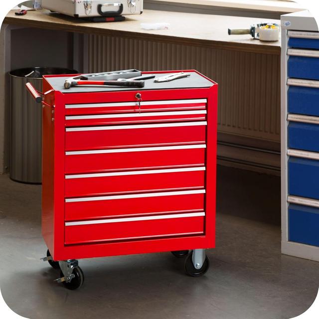 TecTake Chariot d'Atelier - 7 Tiroirs