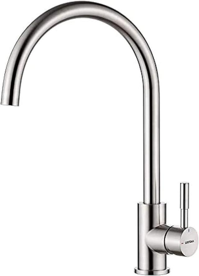 Robinet Cuisine GRIFEMA G4008 - Acier Inox, Arc Élevé, 360°