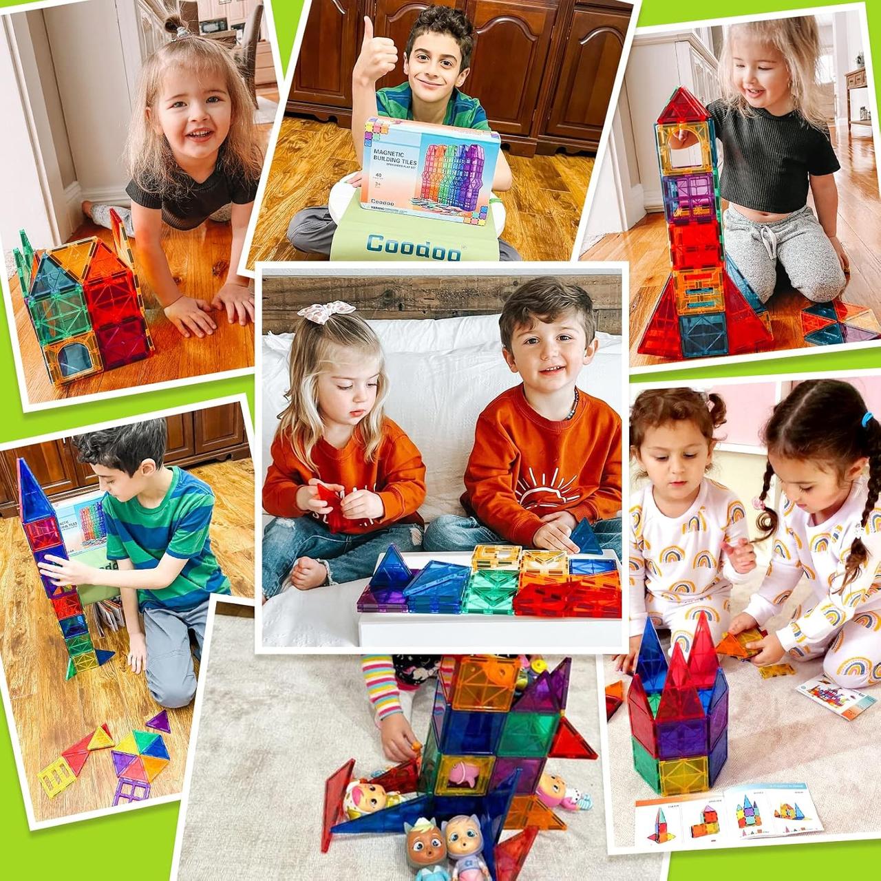 Tuiles Magnétiques Enfants - Blocs Construction Montessori