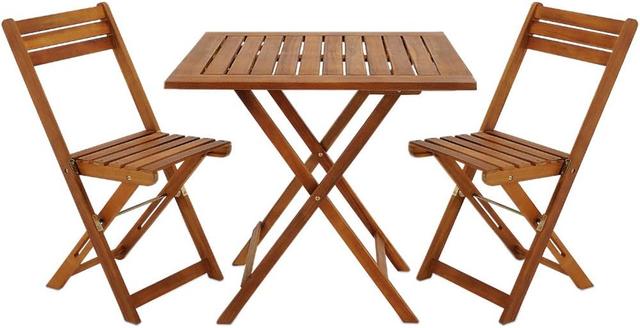 Ensemble Jardin Acacia Casaria - Table et 2 Chaises Pliables