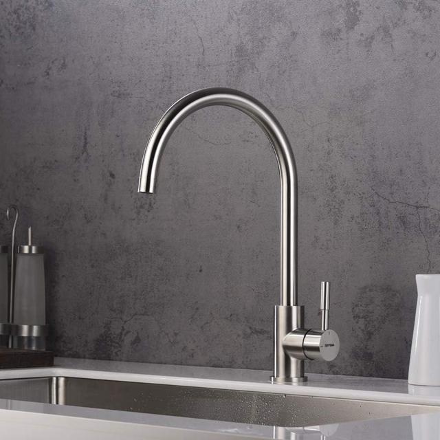 Robinet Cuisine GRIFEMA G4008 - Acier Inox, Arc Élevé, 360°