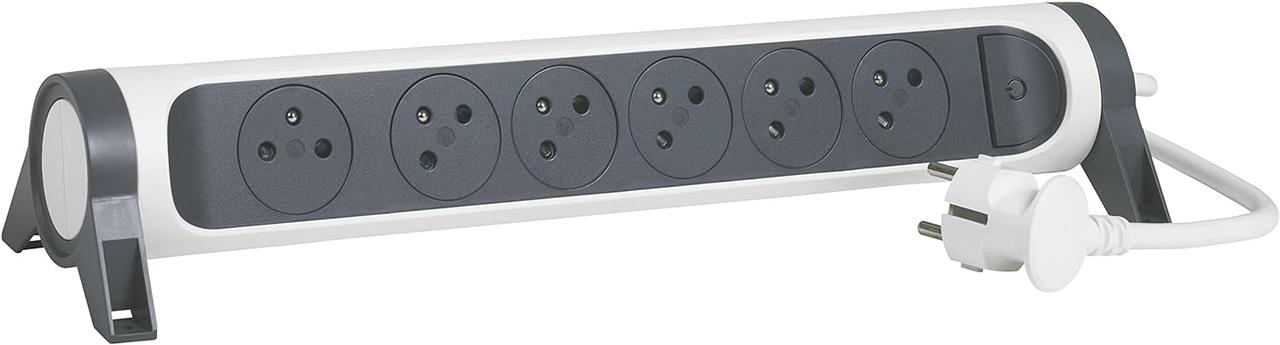 Multiprise Legrand 6 Prises Rotative - Blanc/Gris