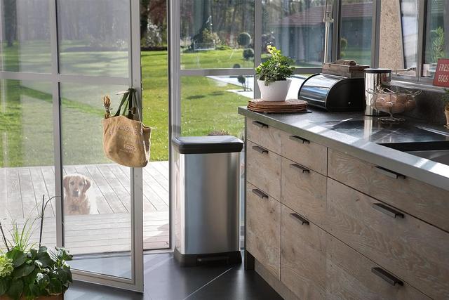 Poubelle Curver Decobin 50L - Gris Métal