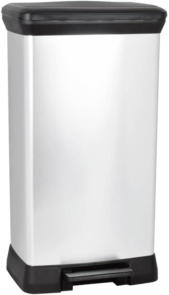 Poubelle Curver Decobin 50L - Gris Métal