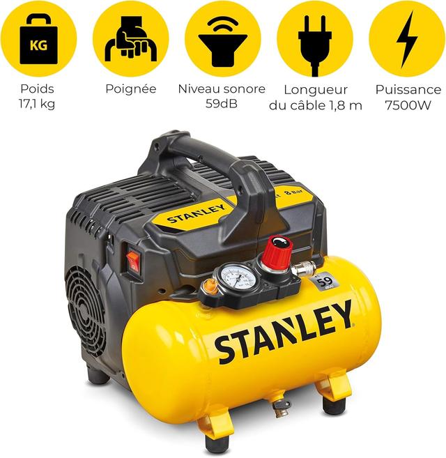 Compresseur Stanley DN200 - Gonfleur Puissant 8 Bars