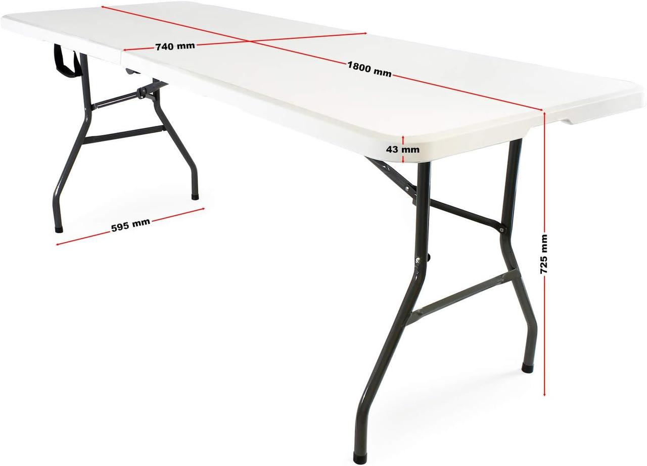 Table Camping Pliante WilTec 180x75cm - Gris Clair