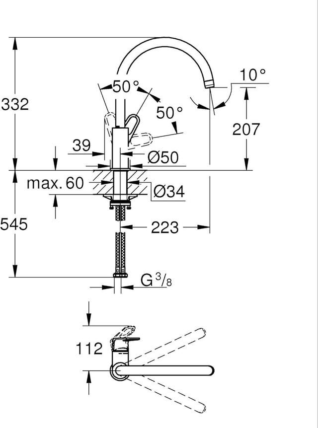 Robinet Cuisine GROHE Start Flow - Bec Pivotant 360°