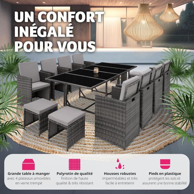 TecTake Salon Jardin Résine Tressée 8 Chaises