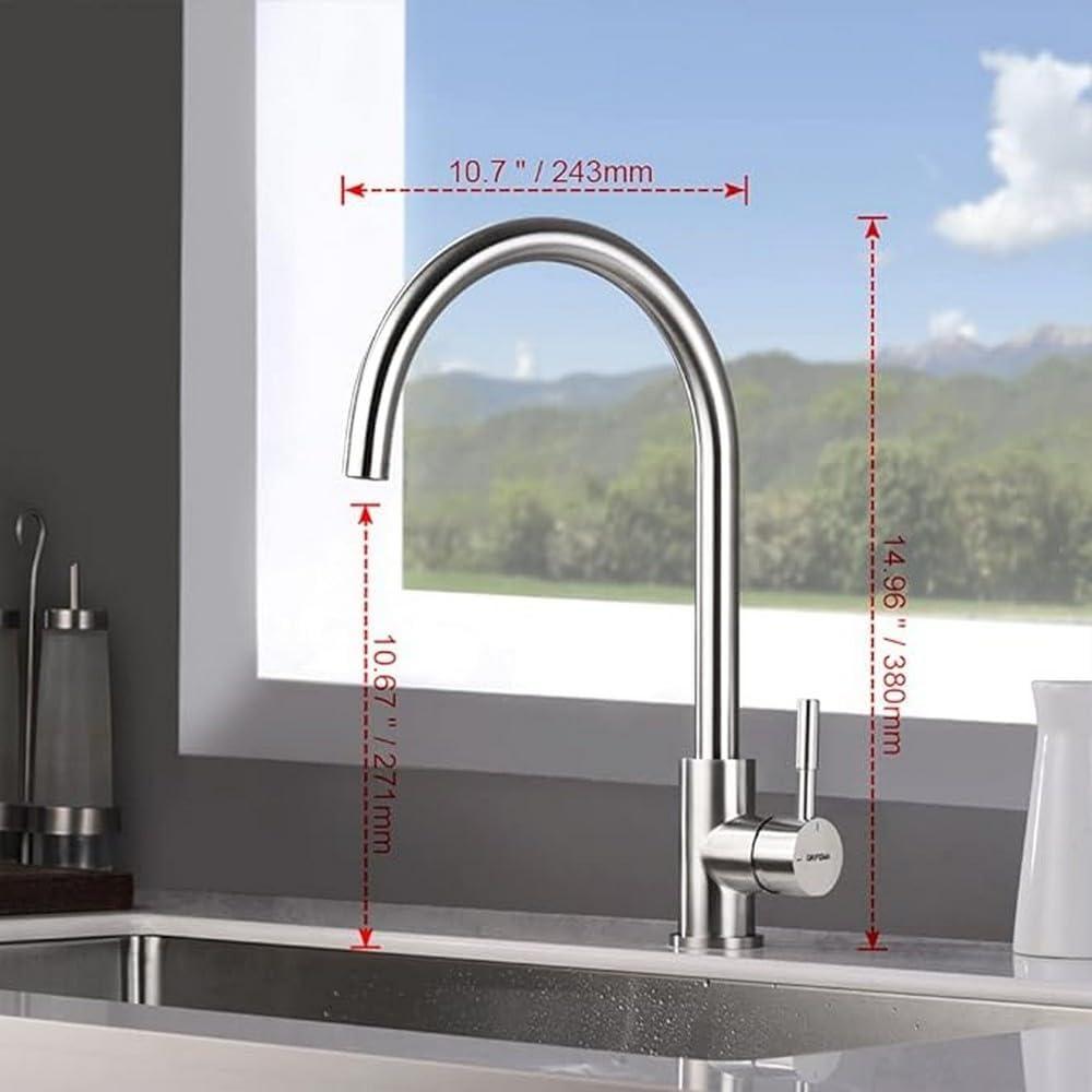 Robinet Cuisine GRIFEMA G4008 - Acier Inox, Arc Élevé, 360°