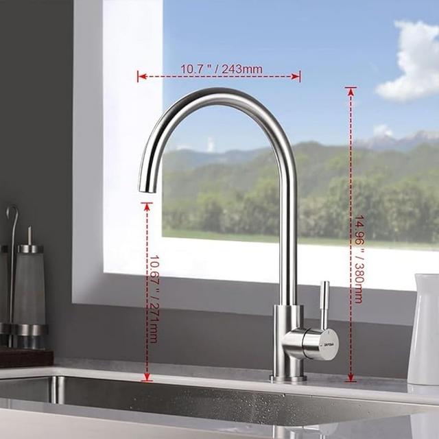 Robinet Cuisine GRIFEMA G4008 - Acier Inox, Arc Élevé, 360°