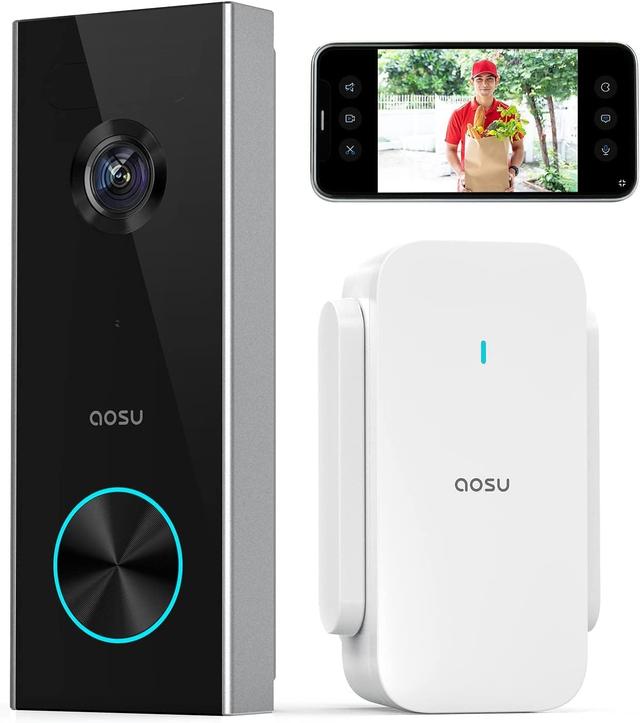 Sonnette Vidéo AOSU 2K sans Fil - Sécurité Intelligente
