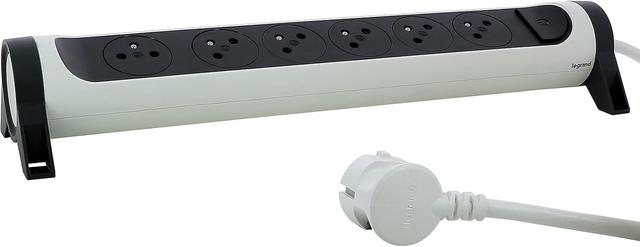 Multiprise Legrand 6 Prises Rotative - Blanc/Gris