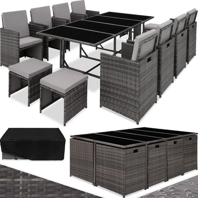 TecTake Salon Jardin Résine Tressée 8 Chaises