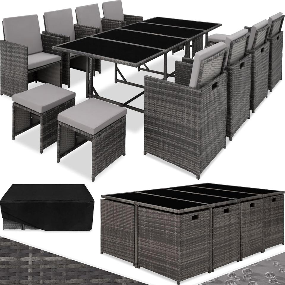 TecTake Salon Jardin Résine Tressée 8 Chaises