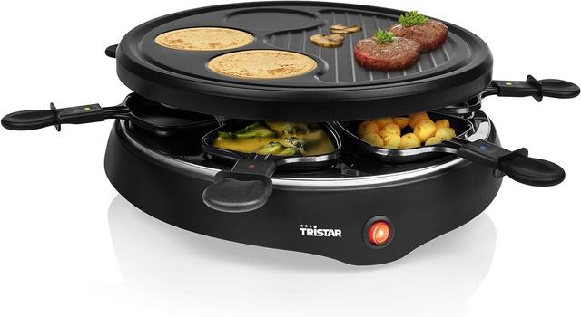 Tristar Appareil à raclette 6 poêlons RA-2998, Plaque Grill et crêpière