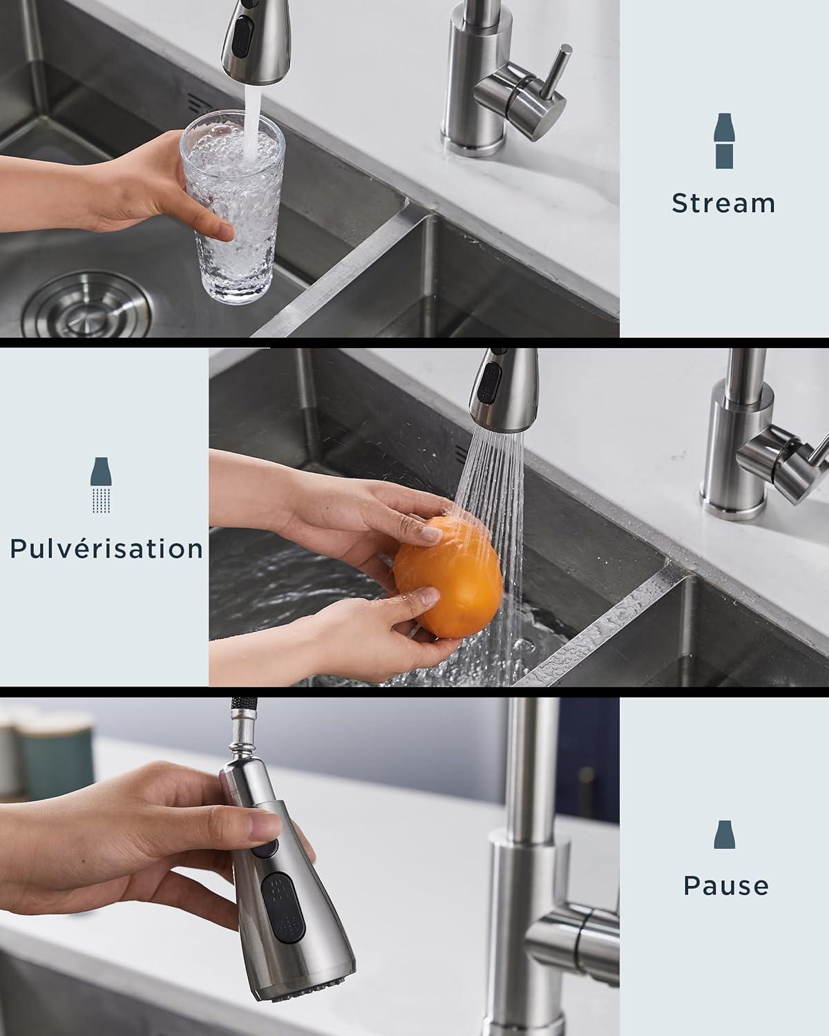 Robinet Cuisine FORIOUS - Mitigeur Évier Pivotant 360°
