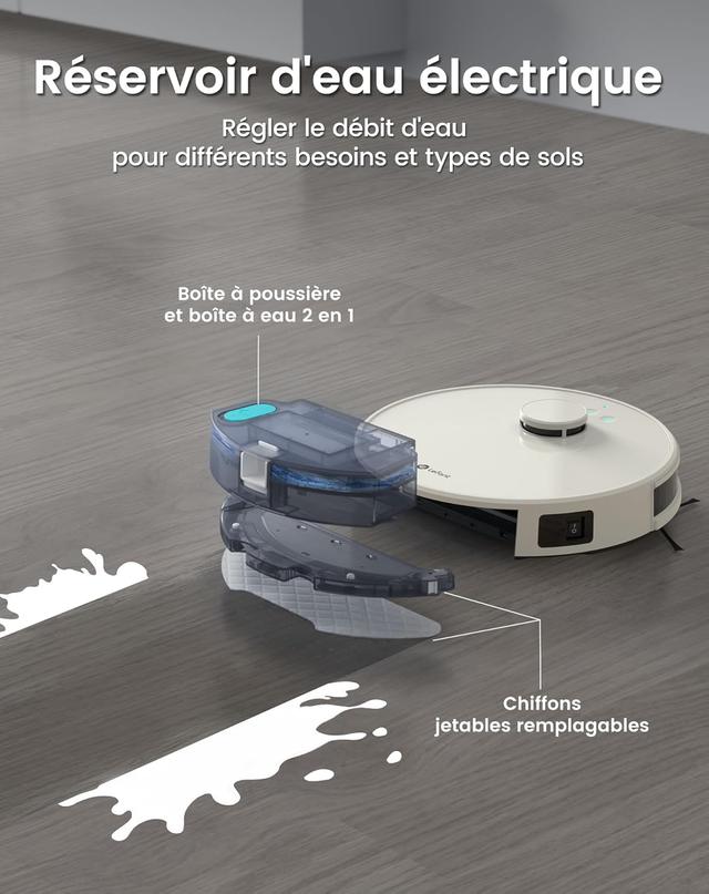 Robot Aspirateur Laveur Lefant M1 - 4000Pa, Navigation LiDAR