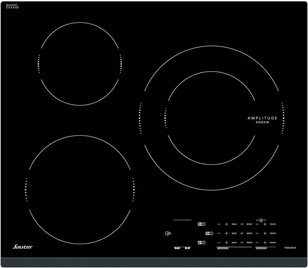 Sauter - SPI4360B - Plaque Induction - Table de Cuisson Encastrable - Noir - 3 Foyers - 7200W