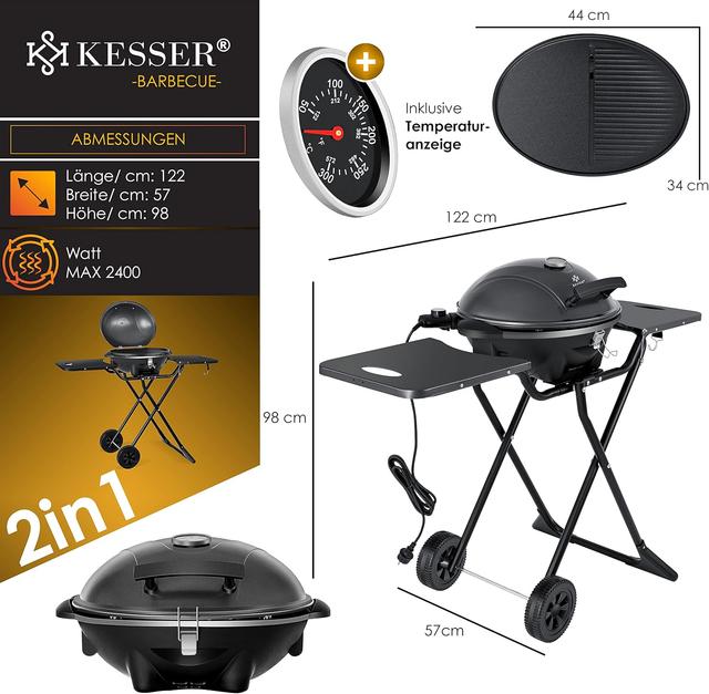 KESSER® Gril électrique pliable 2400W