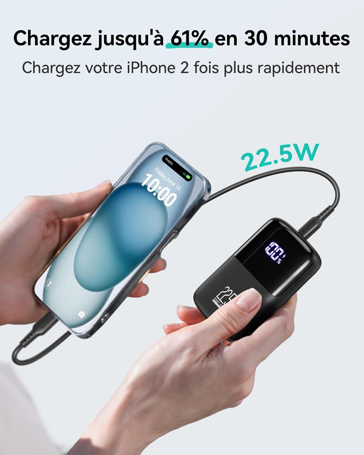 INIU Batterie Externe 10000mAh - Charge Rapide 22.5W
