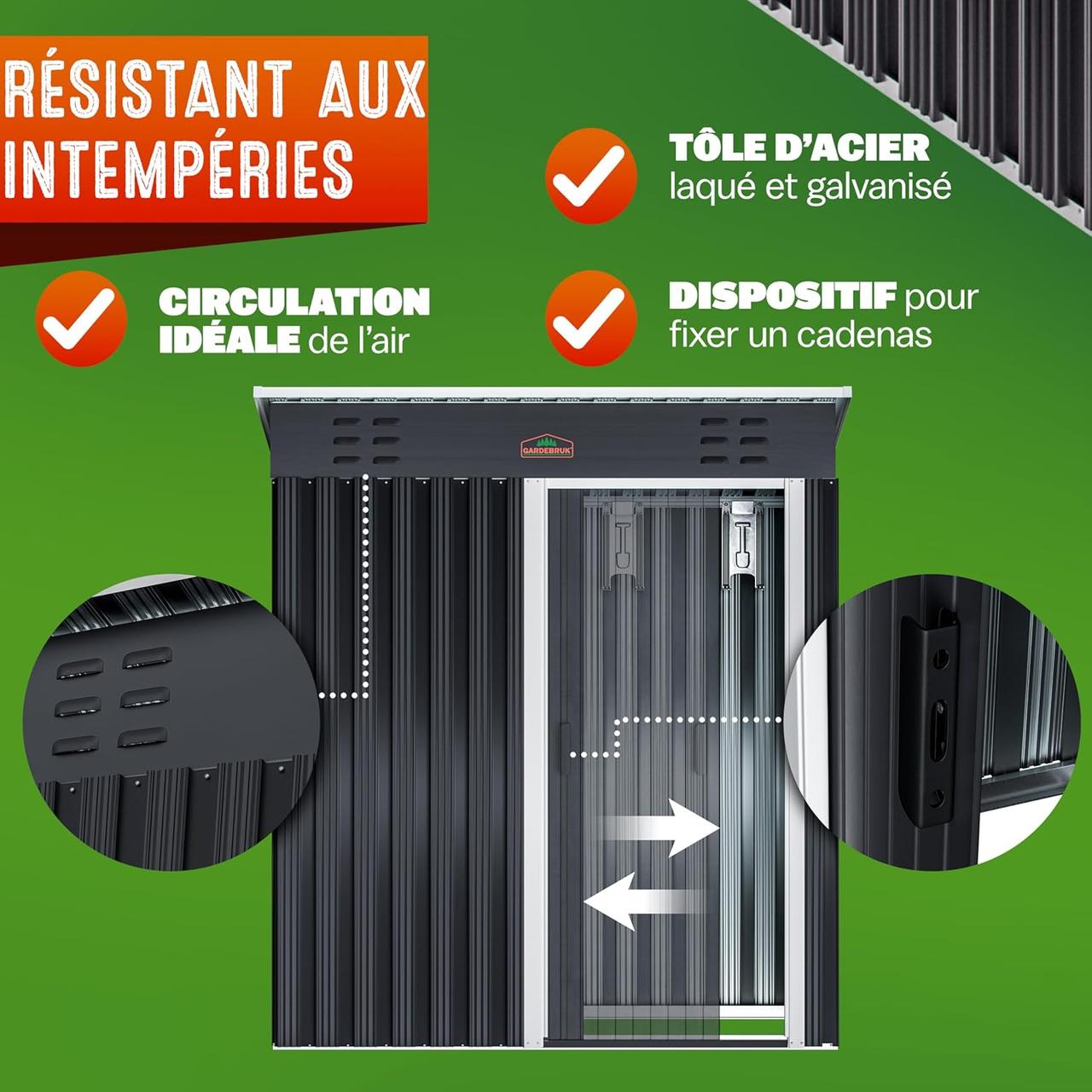 Abri Jardin Métal 1,5m² - Rangement Extérieur