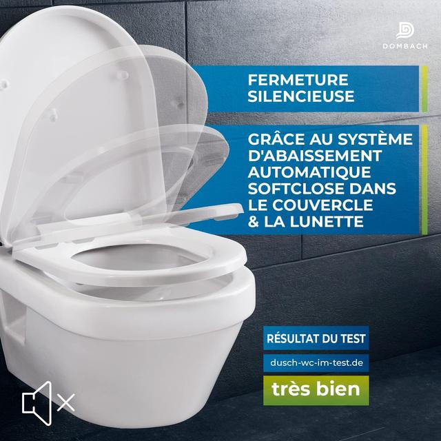 Abattant WC SoftClose Blanc - Forme D - DOMBACH