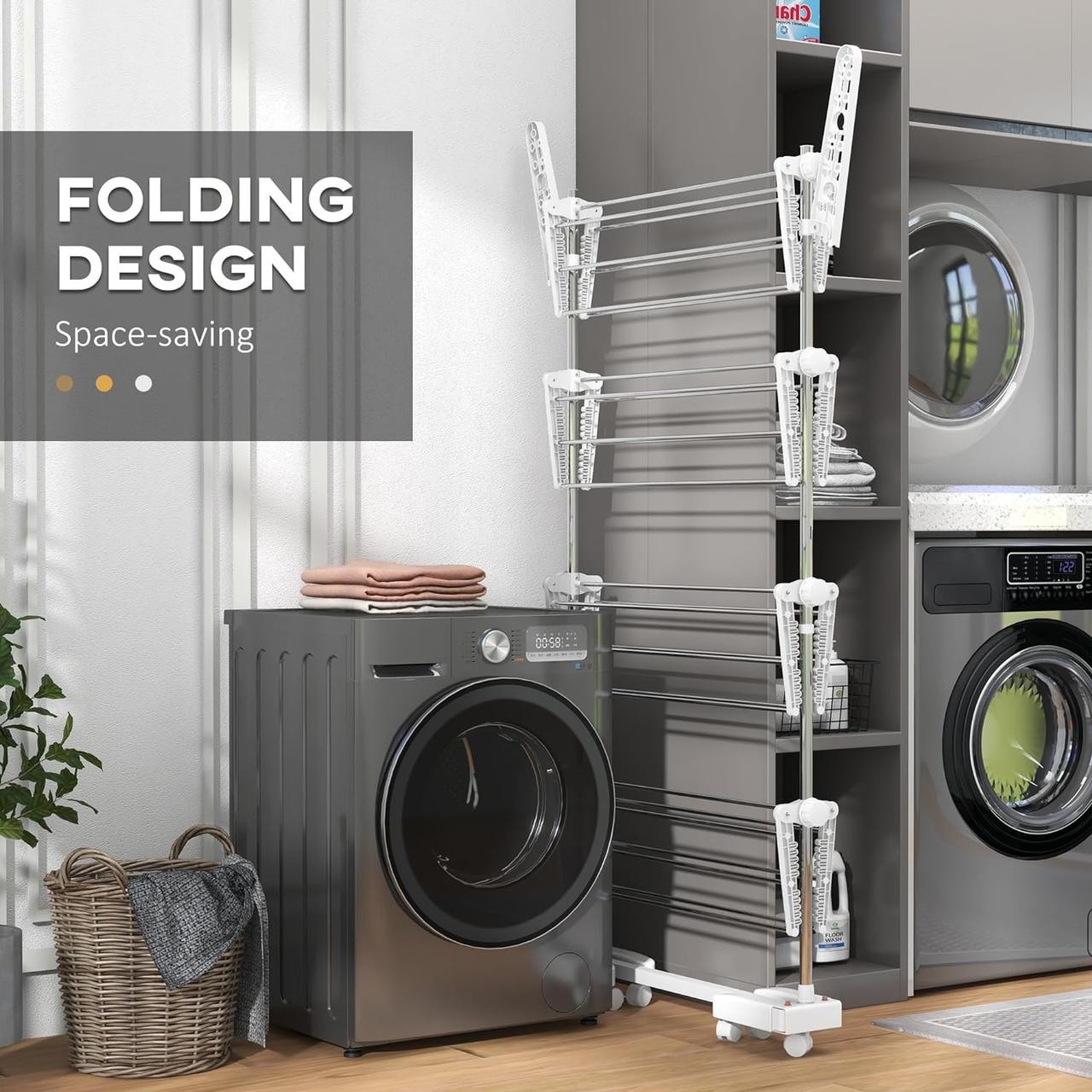 Séchoir à Linge HOMCOM - Étendoir Pliable 4 Niveaux