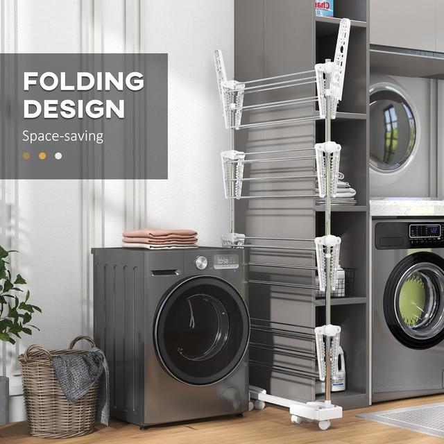 Séchoir à Linge HOMCOM - Étendoir Pliable 4 Niveaux