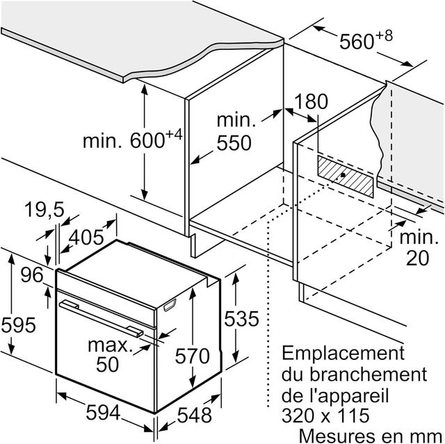 Four Encastrable Bosch HBA553BV3F Série 4 Blanc