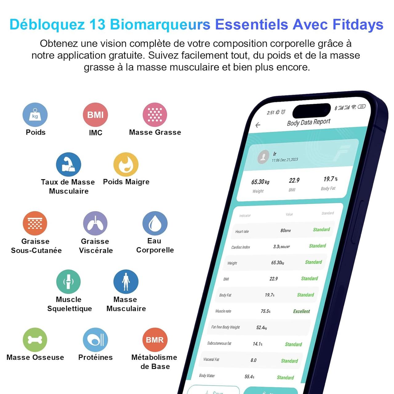 Balance Connectée Healthkeep - Pèse-Personne Intelligente