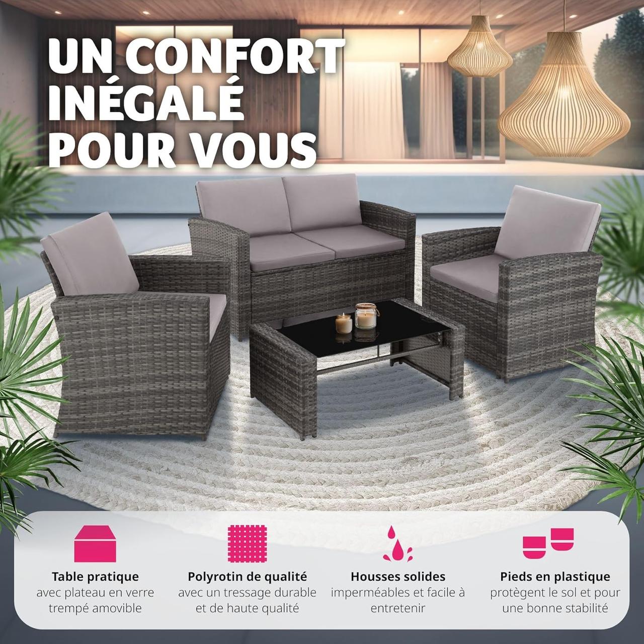 Salon de Jardin 4 Places TecTake®