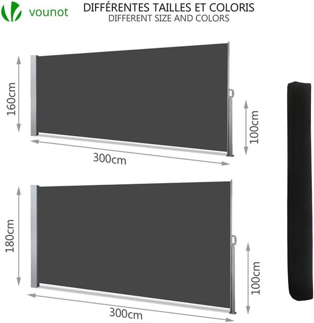Paravent Rétractable VOUNOT® - Protection Solaire 180x300cm