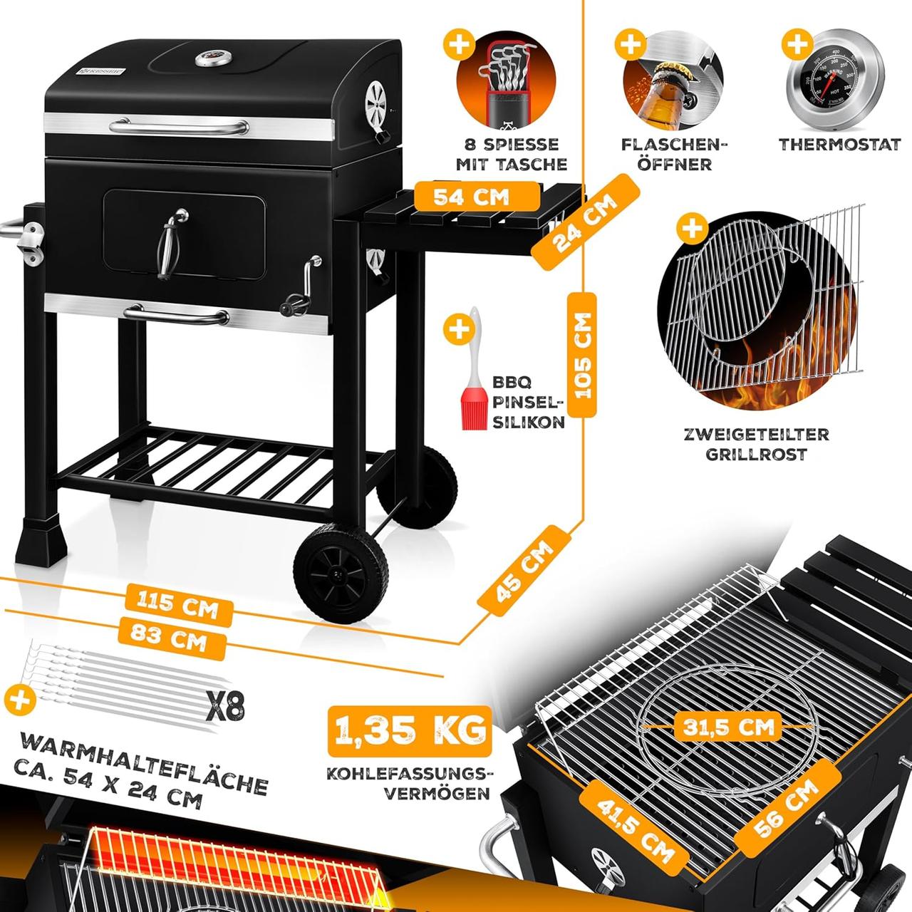 Barbecue KESSER XL au Charbon - Grill avec Couvercle