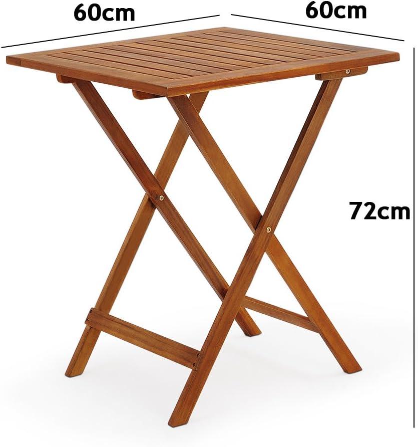 Ensemble Jardin Acacia Casaria - Table et 2 Chaises Pliables