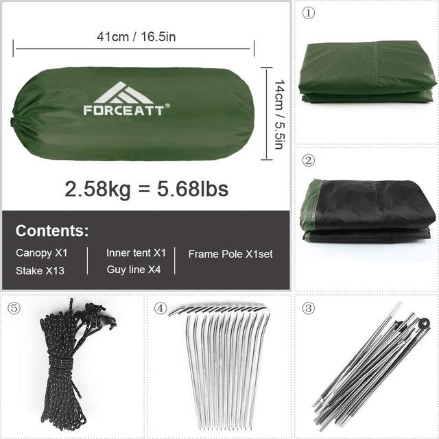 Tente Camping 2-4 Personnes Forceatt - Ultra Légère & Imperméable