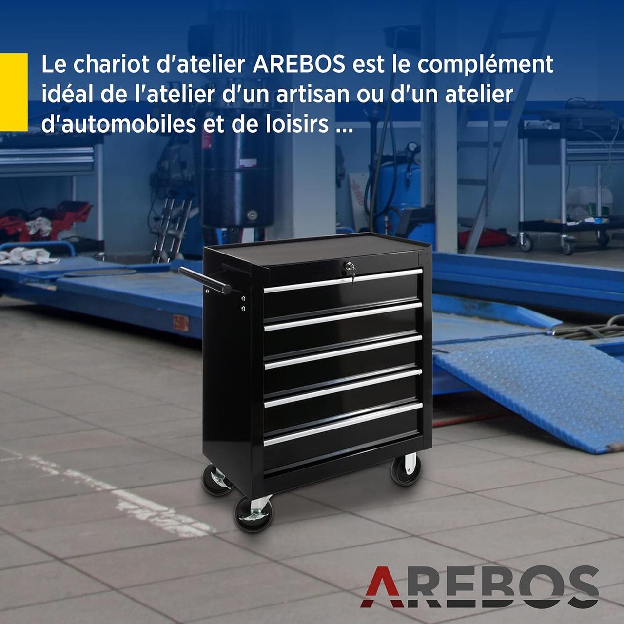 Servante d'Atelier AREBOS - 5 Tiroirs - Rangement Optimal