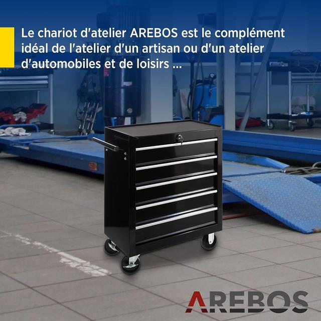 Servante d'Atelier AREBOS - 5 Tiroirs - Rangement Optimal