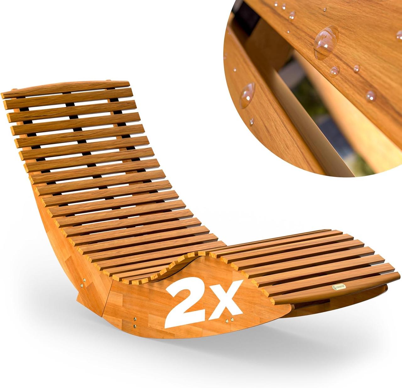 Chaise Longue Casaria - Bain de Soleil Pliable en Bois d'Acacia