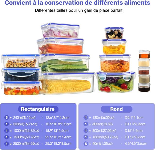 Boîtes Conservation Alimentaire YASHE - 32 Pièces