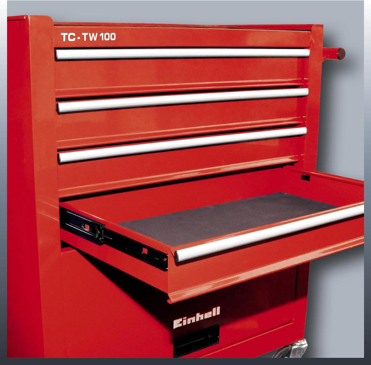 Chariot d'Atelier Einhell TC-TW 100 - 75kg, 4 Tiroirs, Roulettes