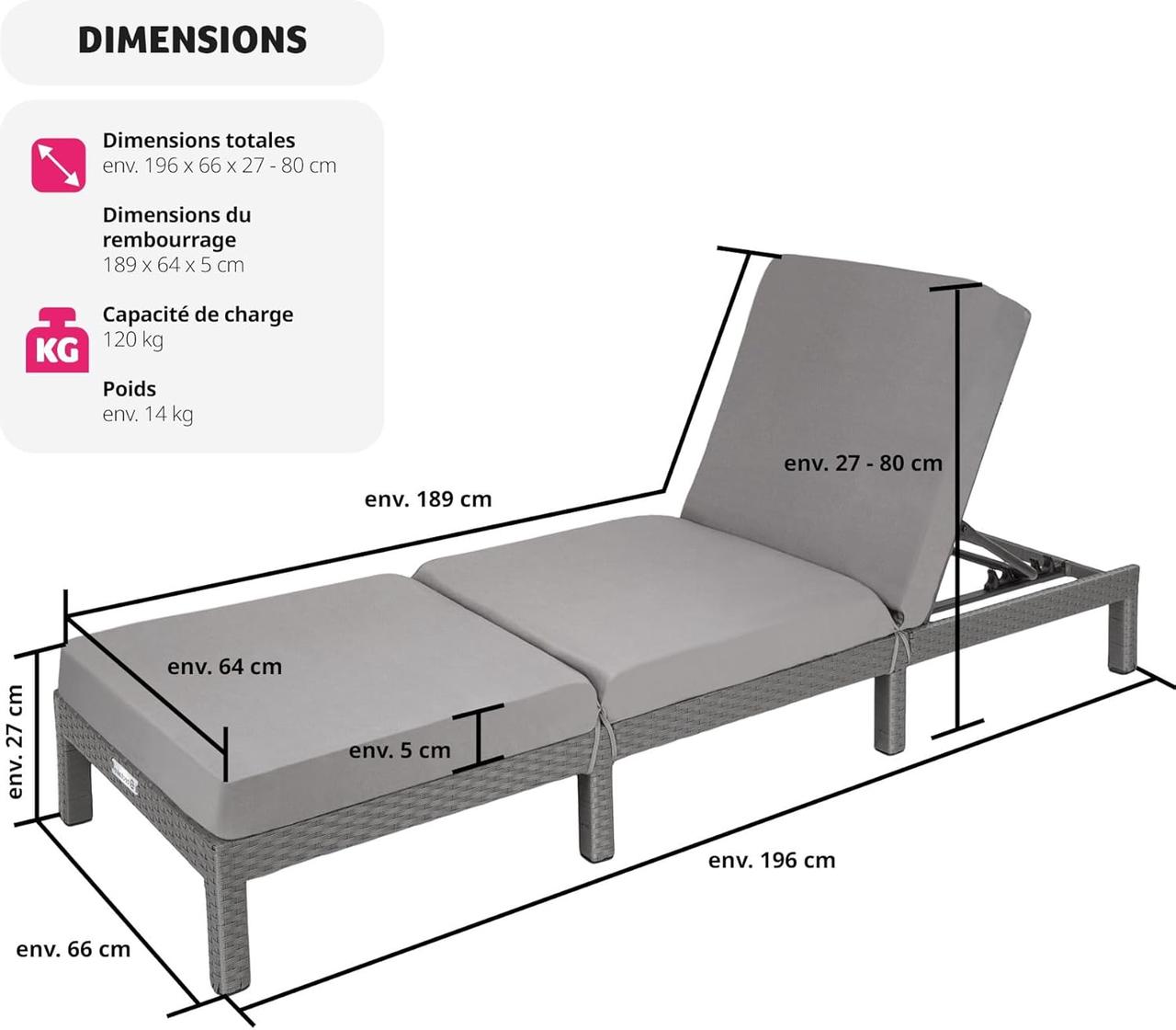 Transat de Jardin TecTake - Gris
