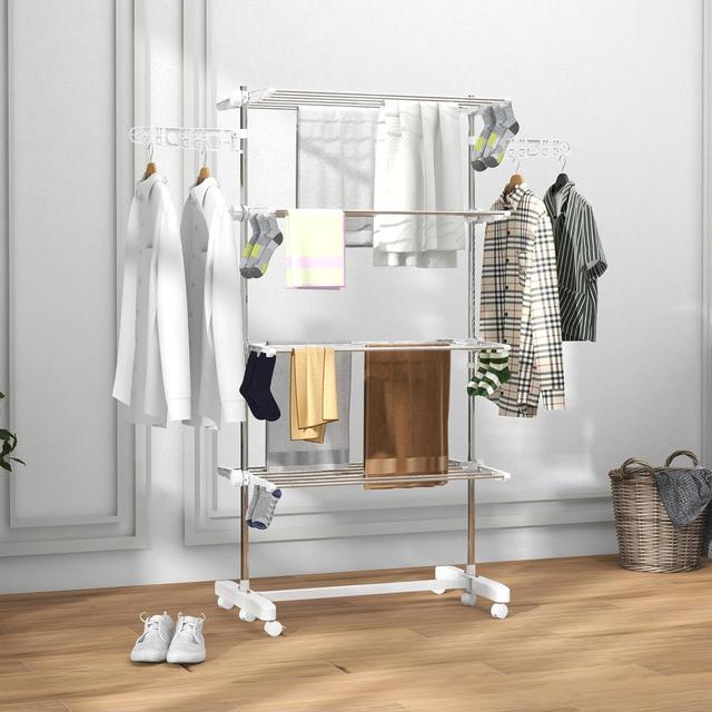 Séchoir à Linge HOMCOM - Étendoir Pliable 4 Niveaux