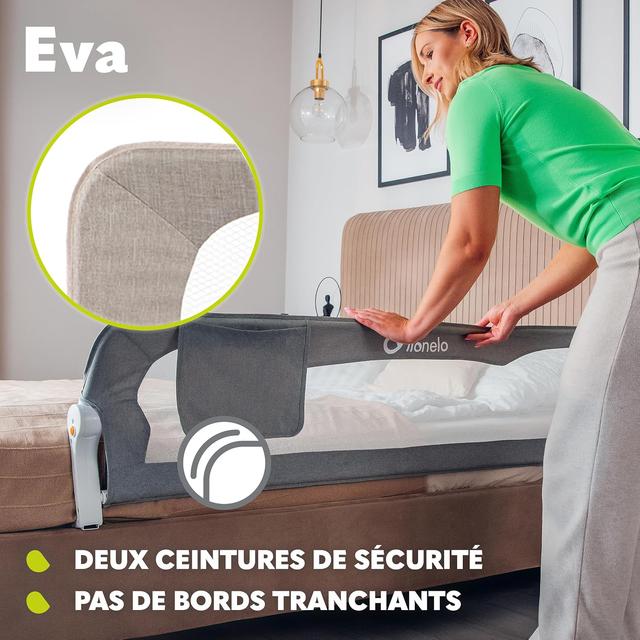 Barrière de Lit Lionelo Eva - 150cm - Sécurité Enfant