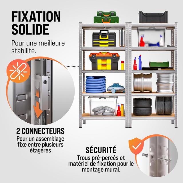 Étagères Métalliques Monzana - Lot de 2 - 875 kg - Rangement Garage & Atelier