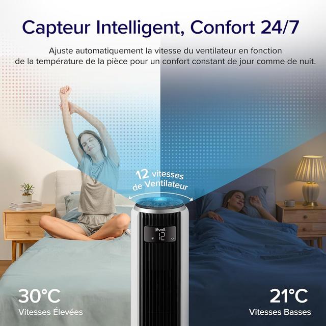Ventilateur Colonne LEVOIT Silencieux - 7.9m/s - Télécommande