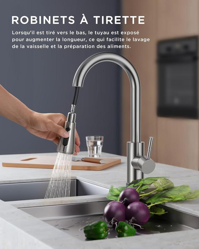 Robinet Cuisine FORIOUS - Mitigeur Évier Pivotant 360°