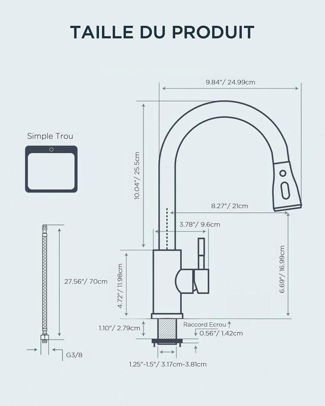 Robinet Cuisine FORIOUS - Mitigeur Évier Pivotant 360°