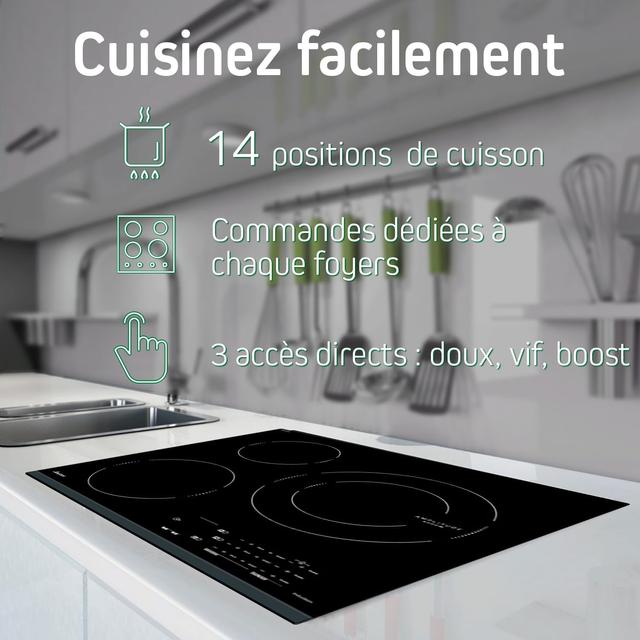 Sauter - SPI4360B - Plaque Induction - Table de Cuisson Encastrable - Noir - 3 Foyers - 7200W