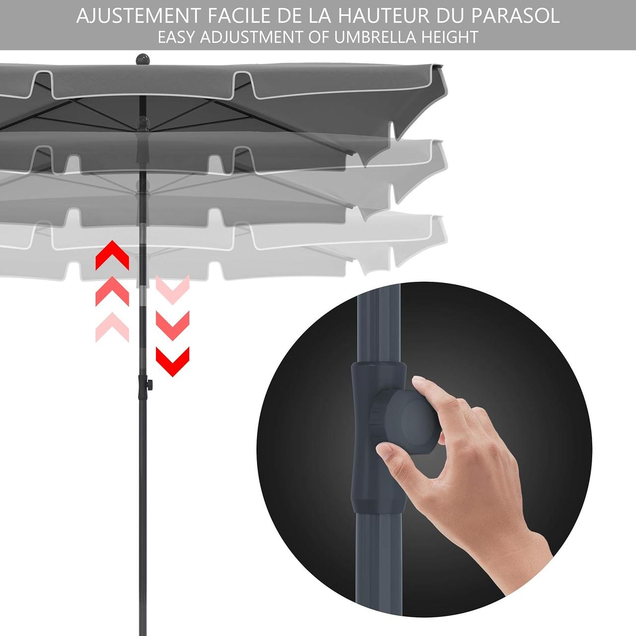 Parasol Rectangulaire Inclinable Vounot - 200x125cm
