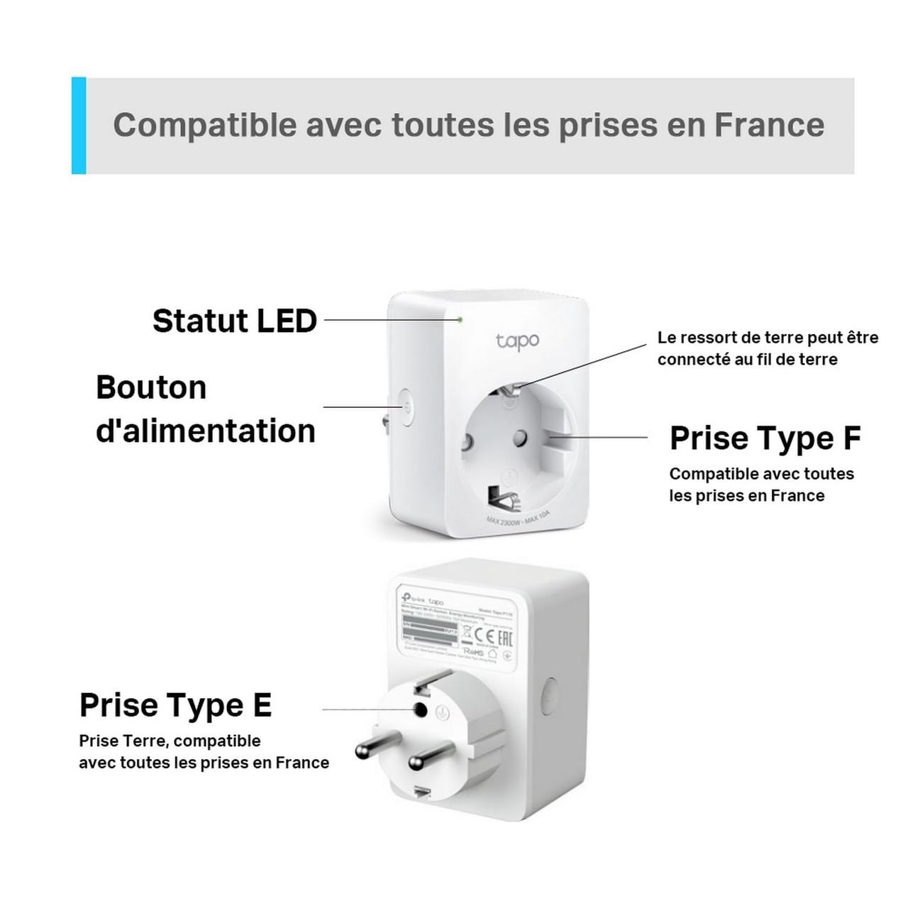Pack 4 Prises Connectées WiFi Tapo P100 - Contrôle Intelligent